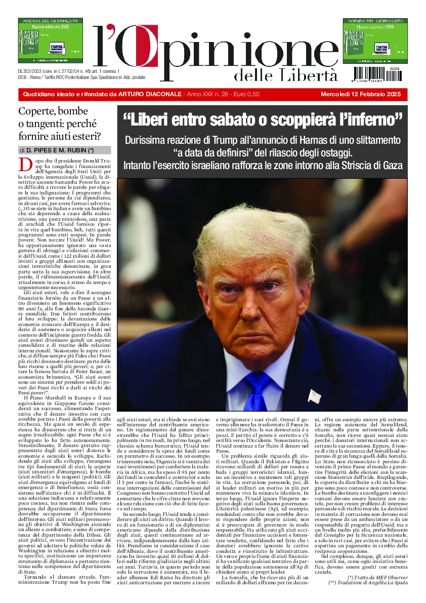 Prima-pagina-opinione della liberta-edizione-di-oggi-2025-02-12